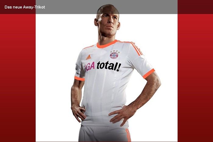 Tiền vệ Arjen Robben. Có thông tin rằng Robben sẽ chia tay Bayern sau mùa giải này vì những mâu thuẫn với Ribery nhưng anh vẫn xuất hiện trong buổi chụp ảnh quảng cáo bộ trang phục thi đấu mới.